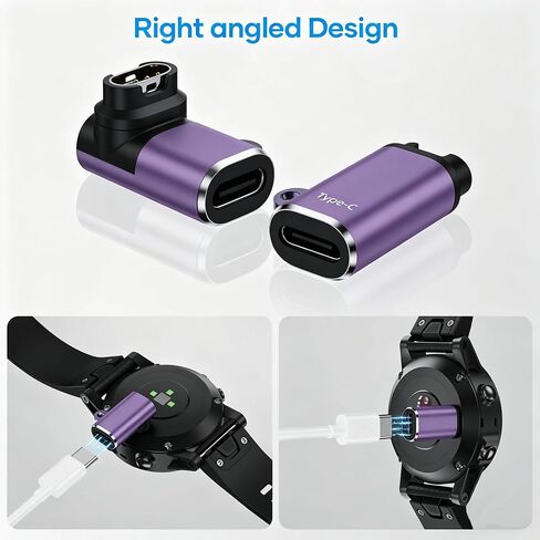 محول كابل شاحن USB C إلى Garmin 3 حزم، محول شحن من النوع C لـ Garmin Fenix ​​8/7/7X/7S/6، Vivoactive 5/4S، Venu 3/3S/2S/SQ، Forerunner 165/965/955/945/265/55/45 (أرجواني) in Kuwait
