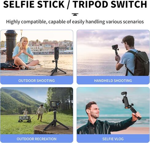 حامل ثلاثي عصا سيلفي 38 سم/15 بوصة، عصا سيلفي محمولة بمقبض تسجيل فيديو لكاميرا GoPro Hero 13/12/11/10/9/8/Max، DJI Osmo Action 5/4/3/2/1 (أسود) in Kuwait