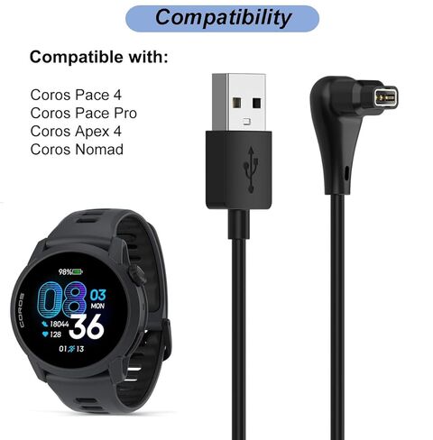 Emilydeals Charger for Coros Pace 4/Pace Pro/Apex 4/Nomad, Replacement USB Charging Cable for Coros Sport Watch (2-Pack, 3.3ft/1m) in Saudi Arabia