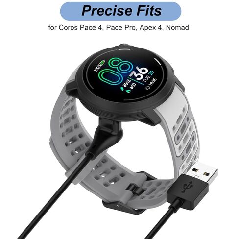 Emilydeals Charger for Coros Pace 4/Pace Pro/Apex 4/Nomad, Replacement USB Charging Cable for Coros Sport Watch (2-Pack, 3.3ft/1m) in Saudi Arabia