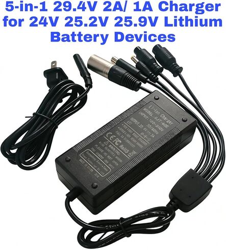 24V (29.4V max) 2A Universal Electric Wheelchair,Mobility Scoote-r Battery Charger (5 Plugs) for 7S 24V 25.2V 25.6V 25.9V Lithium Battery Replacement Charger 29.4 Volt Power Supply in Kuwait