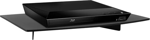 جبل عليه! رف حائط عائم - رف وسائط من الزجاج المقسى لصندوق الكابل، ومشغل DVD، وأجهزة الألعاب (PS5، وXbox، وRoku)، وجهاز عرض - مثبت على الحائط مع إطار فولاذي، وإدارة الكابلات، سعة 22 رطلاً in Kuwait