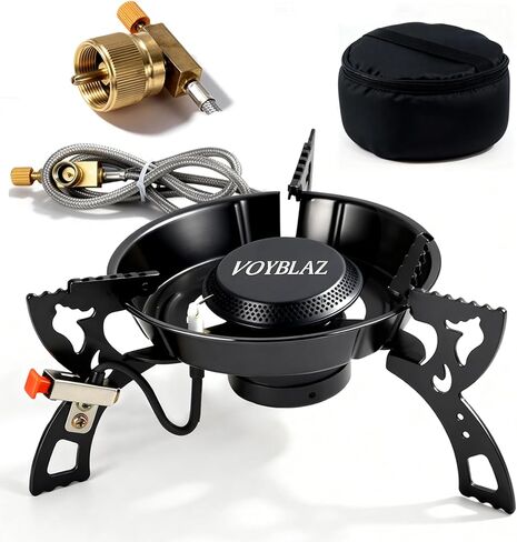 Camping Stove - Made of 4mm Carbon Steel, Featuring Piezoelectric Ignition and a 39-Inch Hose, Ideal for Backpacking, Hiking, and Outdoor Cooking in Saudi Arabia