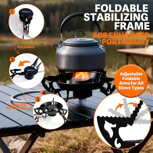 Camping Stove - Made of 4mm Carbon Steel, Featuring Piezoelectric Ignition and a 39-Inch Hose, Ideal for Backpacking, Hiking, and Outdoor Cooking in Saudi Arabia