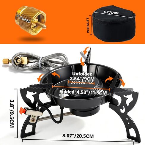 Camping Stove - Made of 4mm Carbon Steel, Featuring Piezoelectric Ignition and a 39-Inch Hose, Ideal for Backpacking, Hiking, and Outdoor Cooking in Saudi Arabia