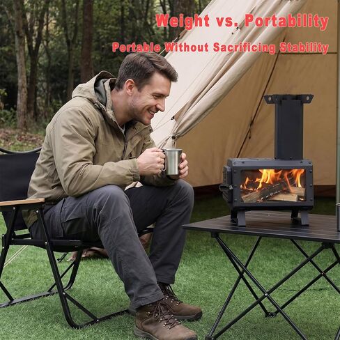 Portable Wood Burning Rocket Stove,Compact Camping Wood Stove with X-shaped Pot Holder,Air damper,Three-sided Air Vents,Large Firebox,Tent Wood Burning Stoves for Camping Heating and Outdoor Cooking in Saudi Arabia