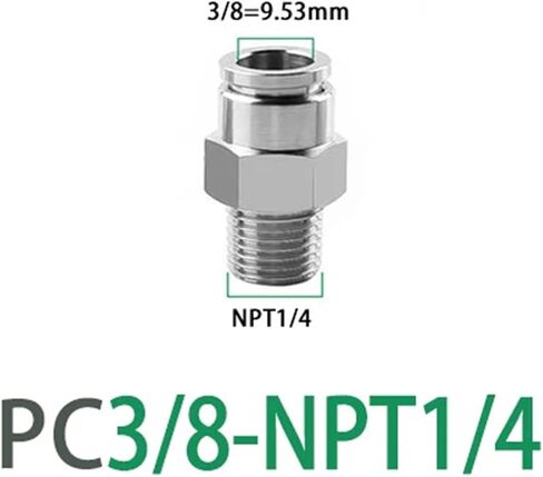 PC 304 Stainless Steel Compressor Pneumatic Quick Coupling for 1/4 5/16 3/8 1/2 Inch Tube Hose 6.35 9.53 12.7mm NPT1/8 Thread(PC1-2-NPT1-4) in Saudi Arabia