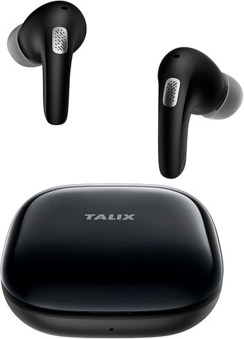 سماعات أذن TALIX T30 بخاصية إلغاء الضوضاء مع حامل هاتف، صوت جهير قوي، 4 ميكروفونات، سماعات أذن بلوتوث لاسلكية حقيقية 6.0، وقت تشغيل 28 ساعة، IPX4 (أبيض فاتح) in Kuwait