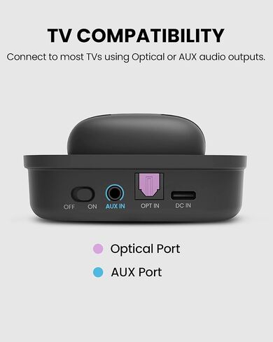 Avantree Aura Focus – Auracast Wireless TV Earbuds with Transmitter, Work with Auracast Hearing Aids, Dual Mode for TV & Phone Calls, Charging Dock, Volume Boost for Seniors & Hard of Hearing in Saudi Arabia