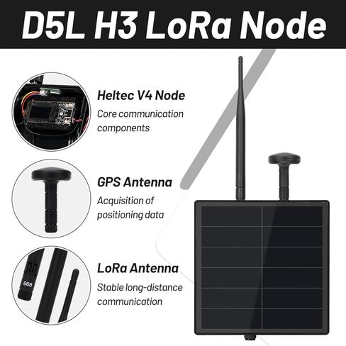 مجموعات KEEPTEEN D5L Meshcore Solar LoRa، مكرر عقدة تعقب الشبكة، لوحة شمسية بقدرة 5 وات في لوحة وحدات Heltec ESP32 V4 Lora مع نظام تحديد المواقع الفطري/هوائي 915 ميجاهرتز، بطارية WiFi Bluetooth 5200 مللي أمبير في الساعة in Kuwait