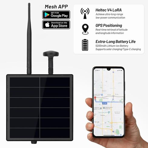 مجموعات KEEPTEEN D5L Meshcore Solar LoRa، مكرر عقدة تعقب الشبكة، لوحة شمسية بقدرة 5 وات في لوحة وحدات Heltec ESP32 V4 Lora مع نظام تحديد المواقع الفطري/هوائي 915 ميجاهرتز، بطارية WiFi Bluetooth 5200 مللي أمبير في الساعة in Kuwait