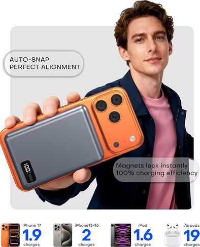 Enyneo Mag.Safe Portable Charger, 10000mAh Battery Pack - Qi2 Certified, 22.5W Fast Charging Wireless Magnetic Power Bank for iPhone 17/ Air/ 16/15/14/13/12 Series, Travel Camping Essential-Grey in Saudi Arabia