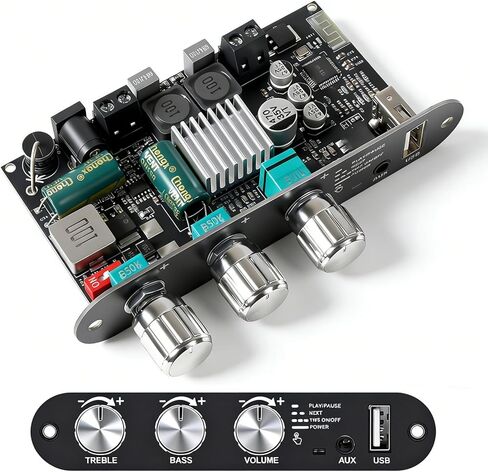 2PCS ZK-1001U Mono Amplifier Board, 100W Bluetooth5.3 Amplifier with TPA3116D2 Chip, Mini Amplifier Board with Boost, Treble and Bass for Home Audio DIY Speakers, Supports USB/AUX/BT Input, DC 9-24V in Saudi Arabia