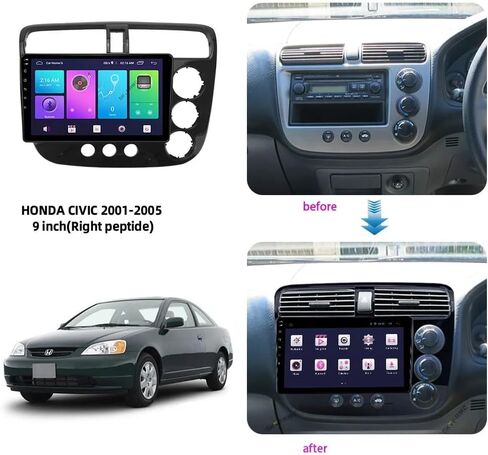 Fits for Honda Civic 2001-2006 RHD Car Radio Stereo Fascia Frame Double DIN 9 inch Dash Installation Mounting Kit in Saudi Arabia