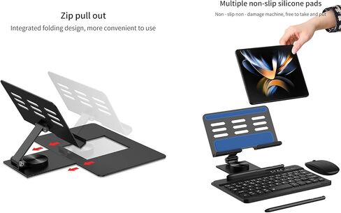 for Bluetooth Keyboard and Mouse for Samsung Galaxy Z Fold 7 6 5 4 3 2, Portable Magnetic Wireless Keyboard with Foldable & Portable Stand & Pen Holder with Capacitor Pen Metal Desk Stand in Saudi Arabia