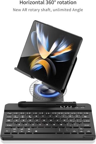 for Bluetooth Keyboard and Mouse for Samsung Galaxy Z Fold 7 6 5 4 3 2, Portable Magnetic Wireless Keyboard with Foldable & Portable Stand & Pen Holder with Capacitor Pen Metal Desk Stand in Saudi Arabia