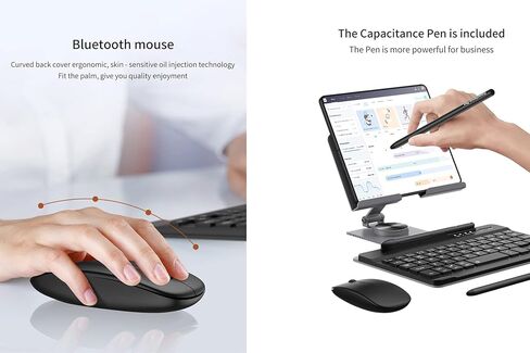 for Bluetooth Keyboard and Mouse for Samsung Galaxy Z Fold 7 6 5 4 3 2, Portable Magnetic Wireless Keyboard with Foldable & Portable Stand & Pen Holder with Capacitor Pen Metal Desk Stand in Saudi Arabia