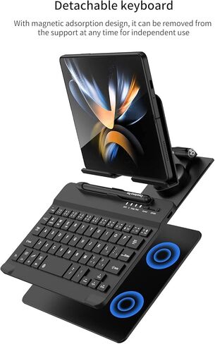 for Bluetooth Keyboard and Mouse for Samsung Galaxy Z Fold 7 6 5 4 3 2, Portable Magnetic Wireless Keyboard with Foldable & Portable Stand & Pen Holder with Capacitor Pen Metal Desk Stand in Saudi Arabia