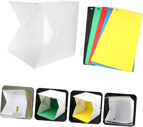 Portable Mini Folding LED Photo Light Box with Double Light Strips and 6 Colored Backdrops, 30cm Medium Photography Tent for Product Shooting and Studio Use in Saudi Arabia