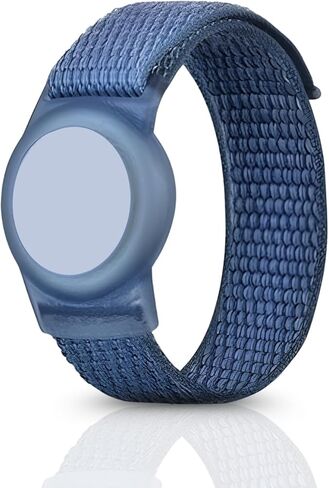 Kids Wristband Compatible with Apple AirTag, Protective Case for GPS Tracker Holder with Nylon Bracelet, Adjustable Anti Lost Watch Band for Toddler Child Elder(Blue) in Saudi Arabia