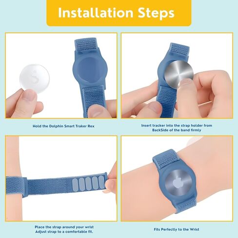 Kids Wristband Compatible with Apple AirTag, Protective Case for GPS Tracker Holder with Nylon Bracelet, Adjustable Anti Lost Watch Band for Toddler Child Elder(Blue) in Saudi Arabia