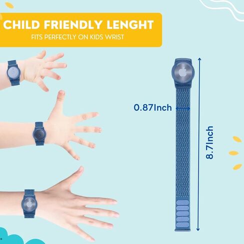 Kids Wristband Compatible with Apple AirTag, Protective Case for GPS Tracker Holder with Nylon Bracelet, Adjustable Anti Lost Watch Band for Toddler Child Elder(Blue) in Saudi Arabia
