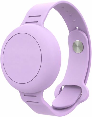 Silicone GPS Tracker Bracelet for Kids and Adults - Adjustable Water Resistant Wristband Holder - Compatible with 1-inch Round Trackers - Slim Fit Snap Button (Purple) in Saudi Arabia
