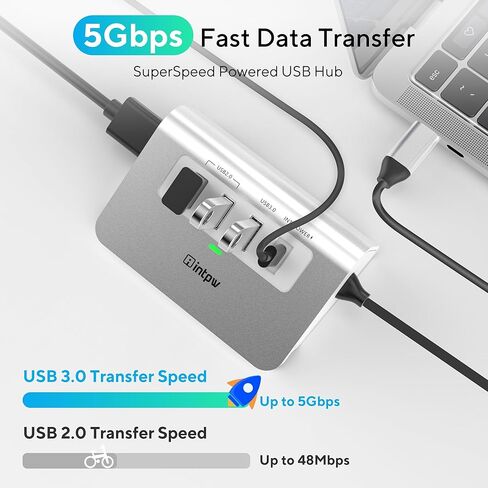 موزع USB C، محول متعدد المنافذ INTPW USB C 5 في 1 مع HDMI 4K، PD 100W، USB A 3.0 5 جيجابت في الثانية و2 USB A 2.0، محول USB C إلى HDMI لجهاز MacBook Air/Pro iPad، كمبيوتر محمول من النوع C in Kuwait