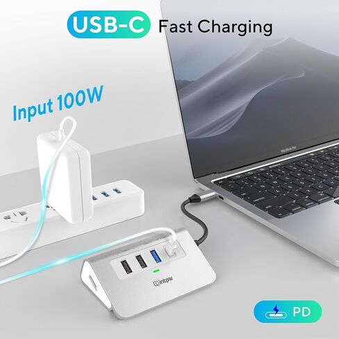 موزع USB C، محول متعدد المنافذ INTPW USB C 5 في 1 مع HDMI 4K، PD 100W، USB A 3.0 5 جيجابت في الثانية و2 USB A 2.0، محول USB C إلى HDMI لجهاز MacBook Air/Pro iPad، كمبيوتر محمول من النوع C in Kuwait