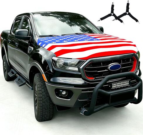 4x5ft American Flag Car Car Cover Wniversal Fit Polvester | ديكور السيارات الوطنية الممتدة والهدايا الوطنية الأمريكية المثالية in Kuwait