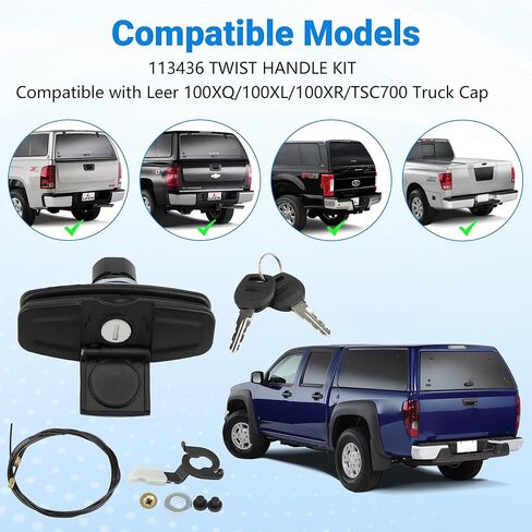 113436 Black Twist Handle Kit for Leer Truck Caps 100XQ, 100XL, 100XR and TSC700 Tonneau with Cables and 2 Keys in Saudi Arabia