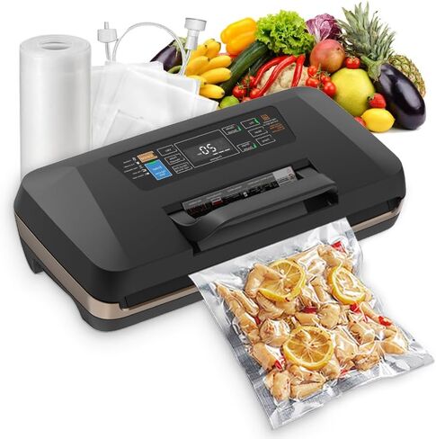 WubbaLubba 95kpa Vacuum Sealer للأغذية، آلة ختم الطعام الأوتوماتيكية مع قفل سهل، أدوات تقطيع متكاملة وبادئ لحفظ تخزين الطعام in Kuwait