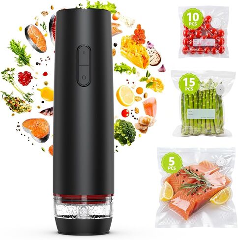 Compact Vacuum Sealer for Food, Cordless Handheld Vacuum Sealer Machine with 30 Reusable Vacuum Seal Bags, Ideal Portable Vacuum Sealer for Travel, Kitchen Meal Prep and Camping in Saudi Arabia