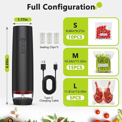 Compact Vacuum Sealer for Food, Cordless Handheld Vacuum Sealer Machine with 30 Reusable Vacuum Seal Bags, Ideal Portable Vacuum Sealer for Travel, Kitchen Meal Prep and Camping in Saudi Arabia