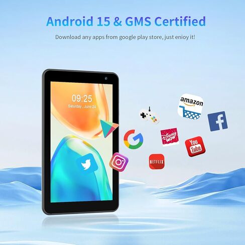 أجهزة لوحية بنظام Android 15 مقاس 7 بوصات، وذاكرة وصول عشوائي (RAM) سعة 8 جيجابايت (3+5 جيجابايت قابلة للتوسيع) قابلة للتوسيع إلى 1 تيرابايت، وواي فاي بسرعة 5 جيجا هرتز، وخمسة مراكز، وشاشة IPS، وكاميرا مزدوجة، وواي فاي بلوتوث 3500 مللي أمبير في الساعة أسو in Kuwait