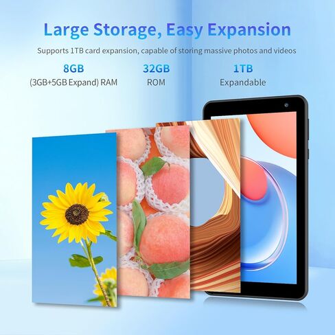 أجهزة لوحية بنظام Android 15 مقاس 7 بوصات، وذاكرة وصول عشوائي (RAM) سعة 8 جيجابايت (3+5 جيجابايت قابلة للتوسيع) قابلة للتوسيع إلى 1 تيرابايت، وواي فاي بسرعة 5 جيجا هرتز، وخمسة مراكز، وشاشة IPS، وكاميرا مزدوجة، وواي فاي بلوتوث 3500 مللي أمبير في الساعة أسو in Kuwait