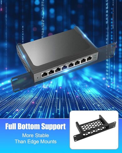 حامل شبكة 1U مناسب لمحول TP-Link TL-SG108، حامل محول شبكة مدمج للمختبر المنزلي وخزانة الحائط، تصميم مفتوح التهوية (أسود) in Kuwait