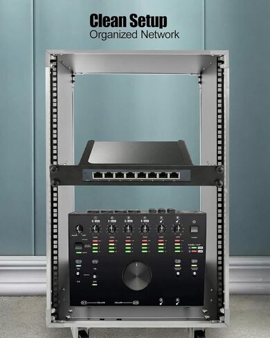 حامل شبكة 1U مناسب لمحول TP-Link TL-SG108، حامل محول شبكة مدمج للمختبر المنزلي وخزانة الحائط، تصميم مفتوح التهوية (أسود) in Kuwait