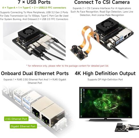 مجموعة تطوير Waveshare Jetson Orin NX AI Dual ETH للأنظمة المدمجة والحافة، حزمة مع وحدة ذاكرة Jetson Orin NX سعة 8 جيجابايت in Kuwait