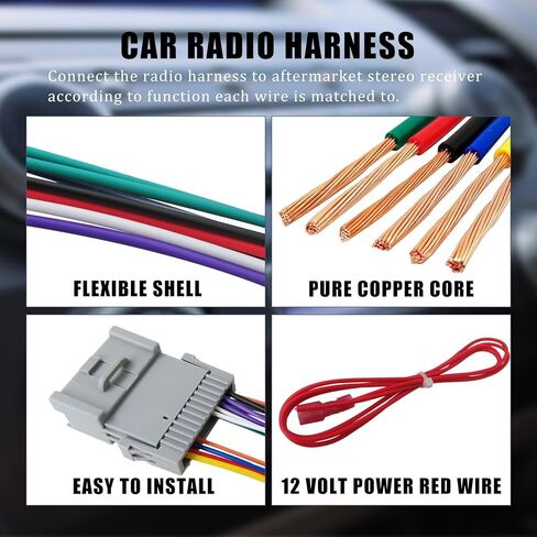 Xspeedonline Aftermarket Radio Wiring Harness Kit - Male Female Plug, 12V Power Red Wire, Fit for Chevrolet Silverado 2007 Classic Models ONLY in Saudi Arabia