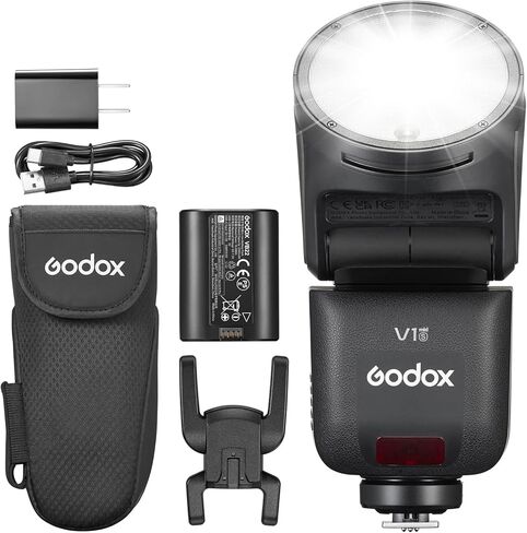 Godox V1 MID C Flash for Canon Camera, 55W Round Head Speedlite with Touchscreen, 24mm Optics, 650+ Full Power Pops, 1.7s Recycle, TTL/HSS 1/8000s, Magnetic AK-R1 for EOS R5 R6II R8 R50 (V1MID C) in Saudi Arabia