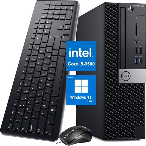 سطح المكتب Dell OptiPlex 7070 SFF، كمبيوتر Win11 Pro، Intel Core i5-9500، 256 جيجا SSD، 8 جيجا DDR4 RAM، WiFi، بلوتوث، لوحة مفاتيح وماوس (متجدد) in Kuwait