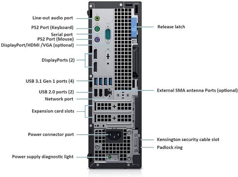 سطح المكتب Dell OptiPlex 7070 SFF، كمبيوتر Win11 Pro، Intel Core i5-9500، 256 جيجا SSD، 8 جيجا DDR4 RAM، WiFi، بلوتوث، لوحة مفاتيح وماوس (متجدد) in Kuwait