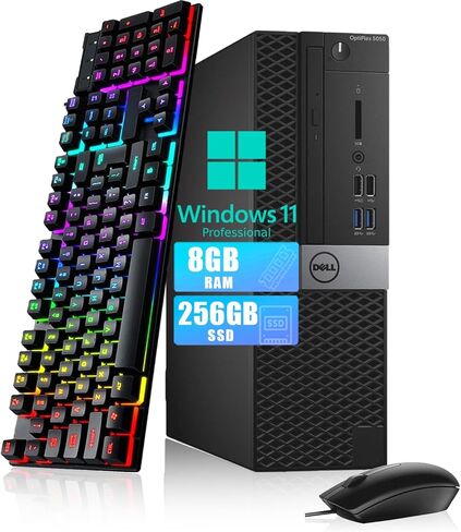 Dell OptiPlex 5050 SFF Desktop Computer PC, Intel Core i7-7700 3.6GHz, 8GB DDR4 RAM 256GB SSD, Keyboard & Mouse, USB Wi-Fi, HDMI, Windows 11 Pro 64-bit (Renewed) in Kuwait
