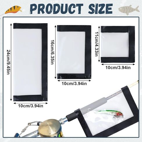 Outus 15 Pack Fishing Lure Wrap for Rod Clear PVC Lure Covers Keeps Hook Cover in 3 Sizes to Keep Hook Safe Bait Storage, Anti-Puncture Fishing Gear Organizer, 5 Large, 5 Medium, 5 Small in Saudi Arabia