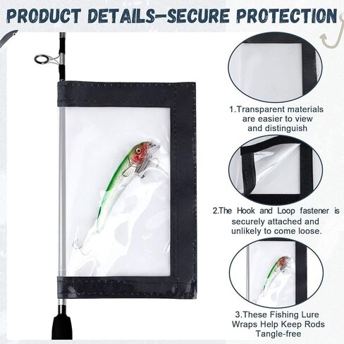 Outus 15 Pack Fishing Lure Wrap for Rod Clear PVC Lure Covers Keeps Hook Cover in 3 Sizes to Keep Hook Safe Bait Storage, Anti-Puncture Fishing Gear Organizer, 5 Large, 5 Medium, 5 Small in Saudi Arabia