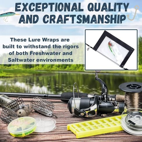 Outus 15 Pack Fishing Lure Wrap for Rod Clear PVC Lure Covers Keeps Hook Cover in 3 Sizes to Keep Hook Safe Bait Storage, Anti-Puncture Fishing Gear Organizer, 5 Large, 5 Medium, 5 Small in Saudi Arabia