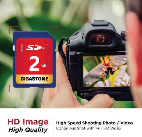 بطاقة ذاكرة GIGASTONE سعة 2 جيجابايت فئة 4 لملفات صوت وموسيقى وفيديو وكاميرا DSLR ومسجل كاميرا فيديو DSC، مع حافظة صغيرة واحدة in Saudi Arabia