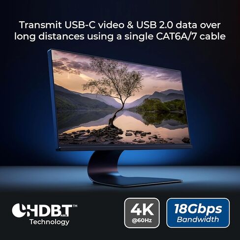 موسع OREI 4K HDBaseT 3.0 USB-C KVM - 230 قدمًا فوق Cat6a/7، 18 جيجابت في الثانية، HDR، USB 2.0، RS-232، PoC in Kuwait