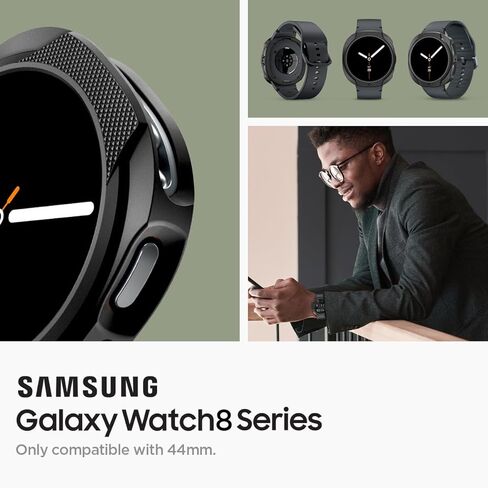 Spigen Liquid Air مصمم لساعة Samsung Galaxy Watch 8 مقاس 44 ملم، غطاء مرن خفيف الوزن من مادة TPU (2025) - أسود مطفي in Saudi Arabia